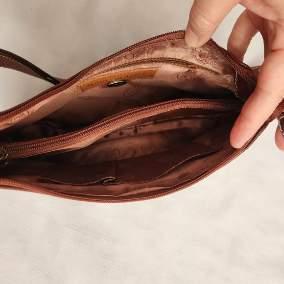 Vera Pelle Avorio Italy Leather Brown/ Multicolor Lady Crossbody/ Shoulder Purse - Picture 8 of 16